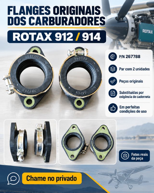 VENDO - **PAR DE FLANGES ORIGINAIS DOS CARBURADORES – ROTAX 912 / 914**