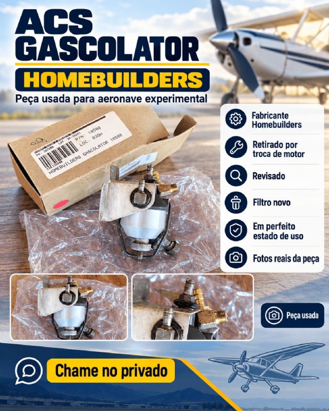 VENDO - **ACS GASCOLATOR HOMEBUILDERS – AERONAVE EXPERIMENTAL**